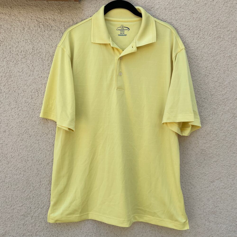 Champions Tour Lemon Yellow Golf Polo Shirt Mens Medium